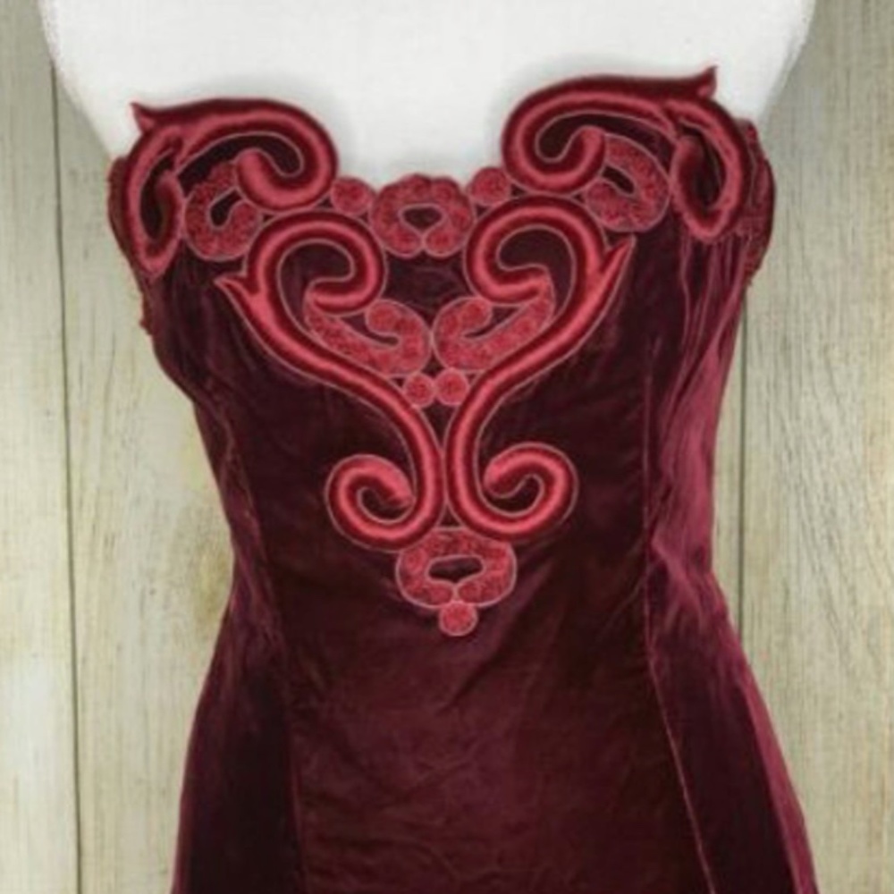 Vintage Victor Costa Burgundy Cocktail Dress - Picture 2 of 6